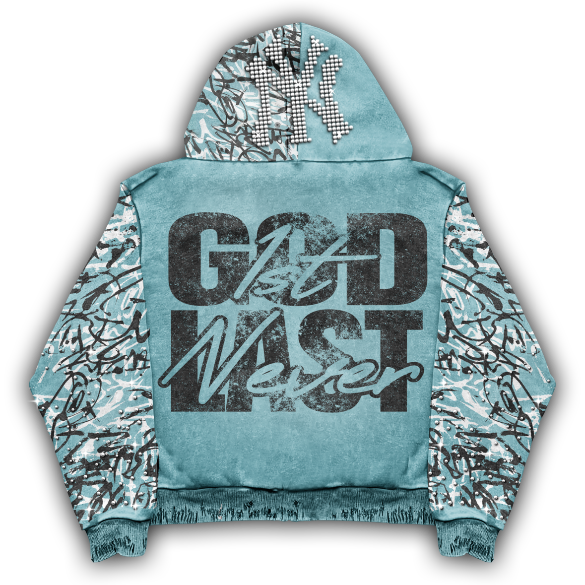 "God 1st" NY Distressed zipup *Preorder*
